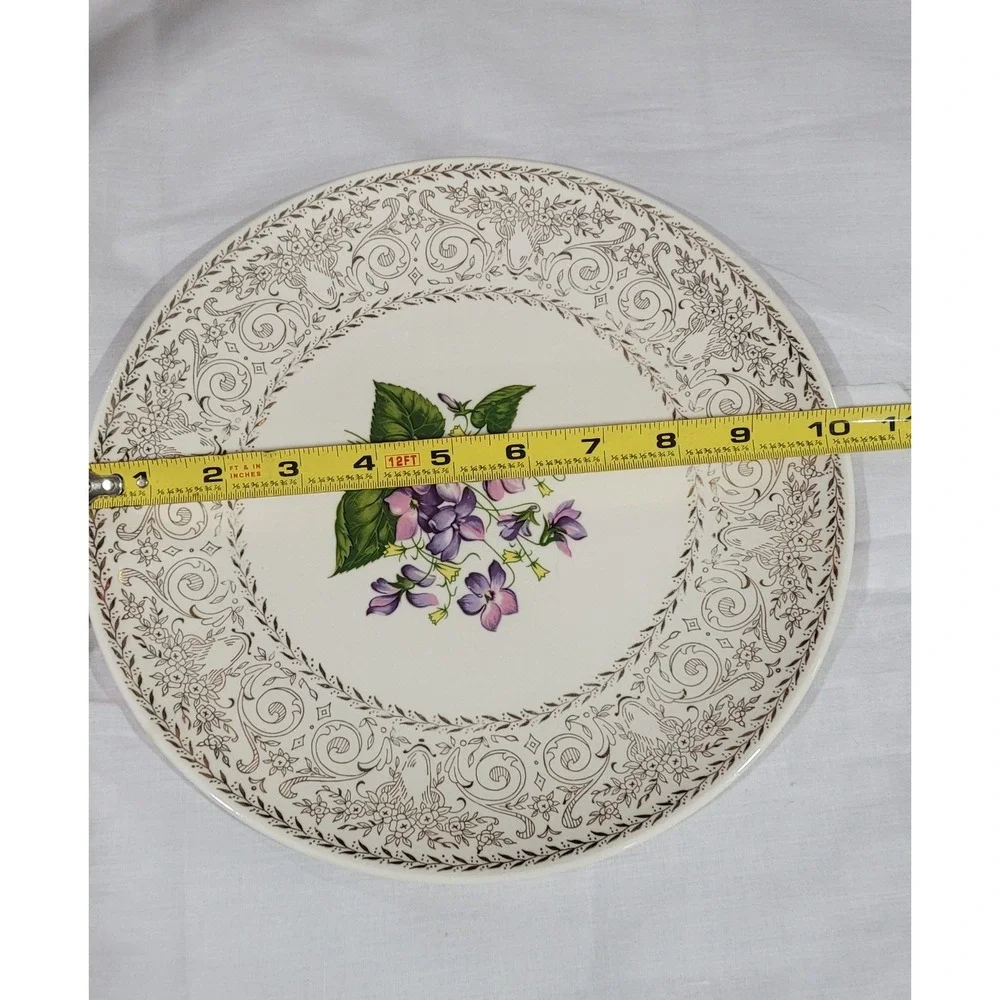 Cunningham & Pickett Spring Violet China Dinner Plate 22kt Gold RARE